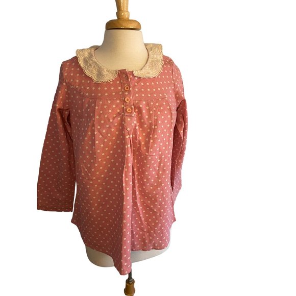 Eternal Flow Tops - Eternal Flow Vintage Look Pink White Dot Shirt Women's M